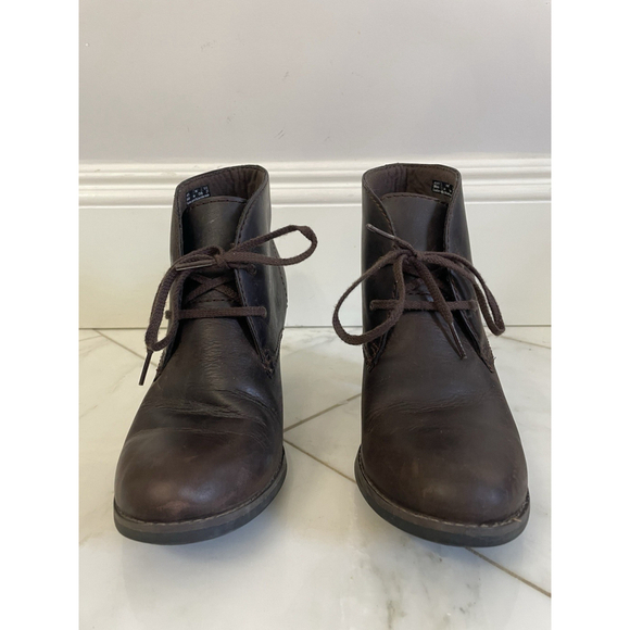 Clarks Carlisle Spice Leather Ankle Boot Heel Lace Up Women 9 M Brown - Picture 3 of 10